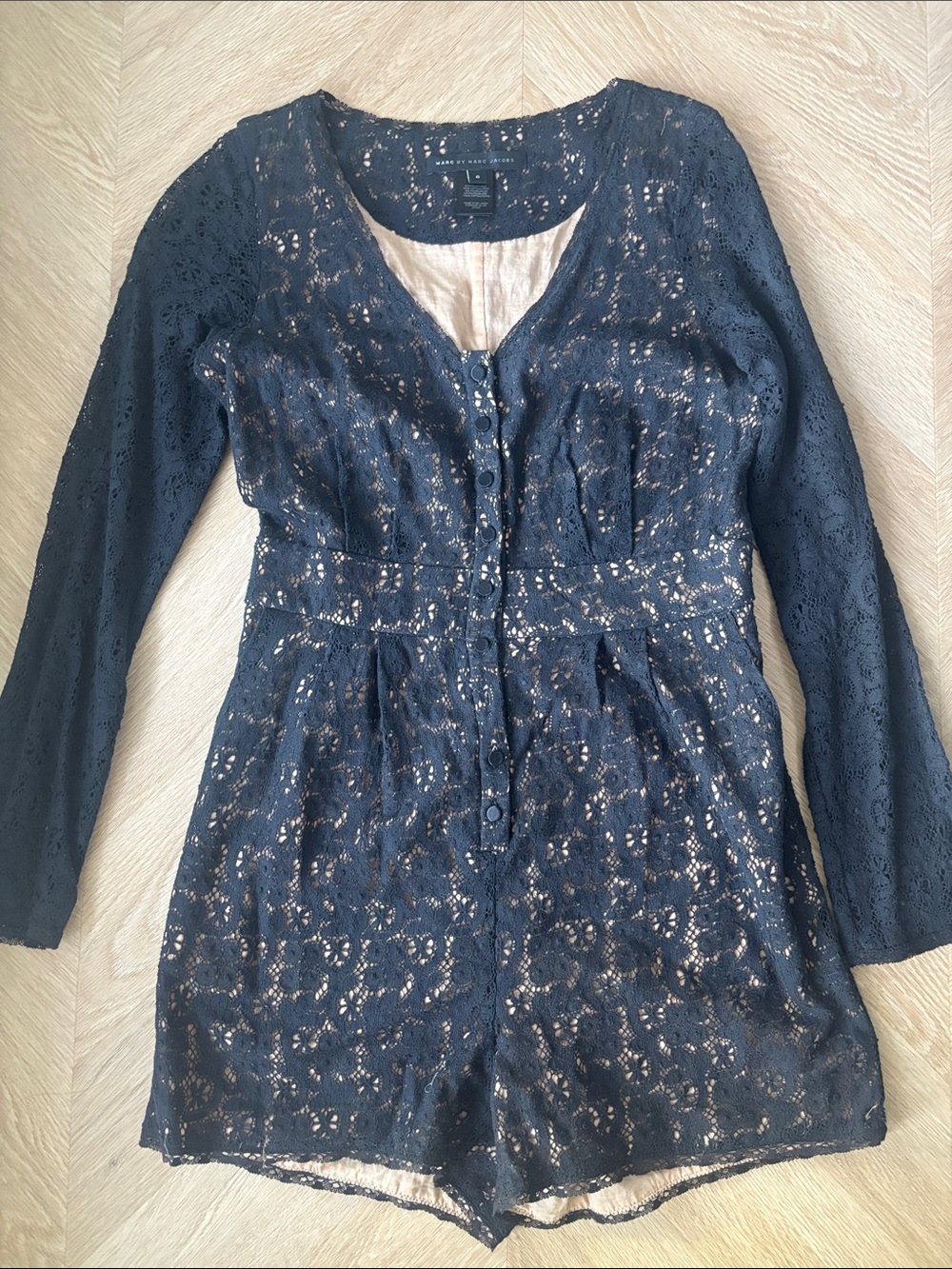 Black Lace Long-Sleeve Romper